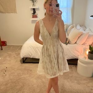 white/ cream lace mini dress
